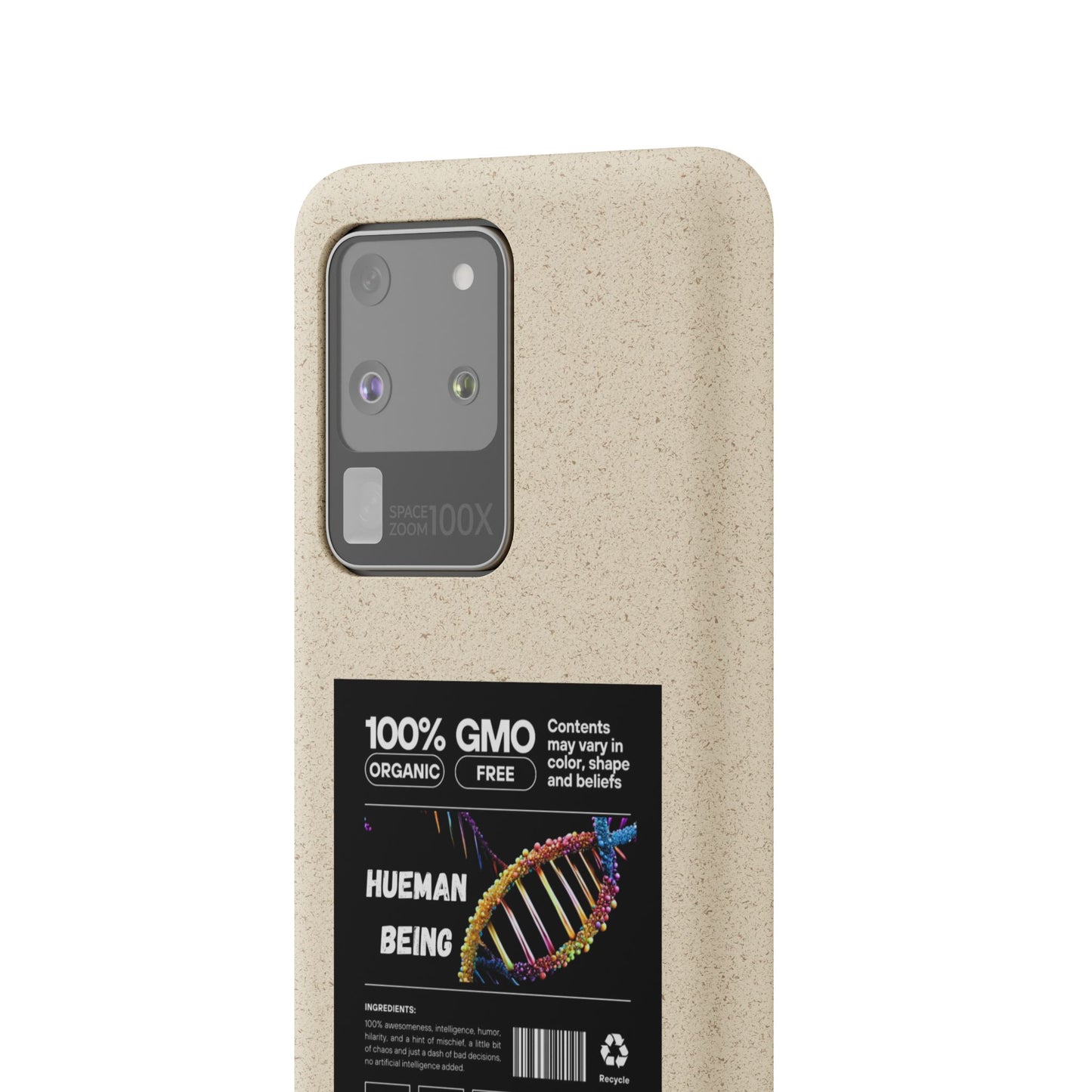 "100% GMO Free Hueman Being" Eco-Friendly Protective Cover