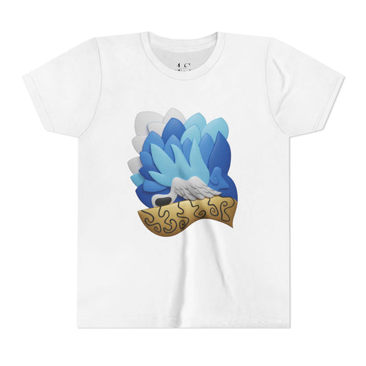 Youth Tee — Blue Feathered Graphic Tee