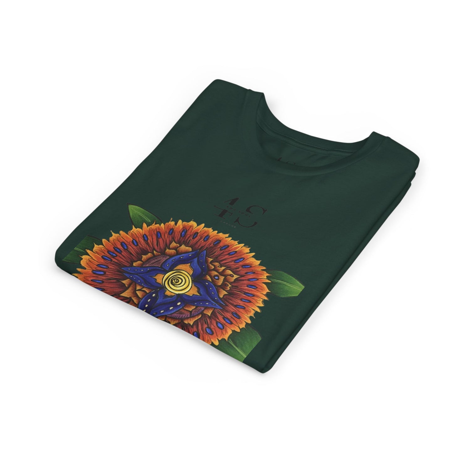 Camiseta juvenil con vibrante estampado geométrico de girasol