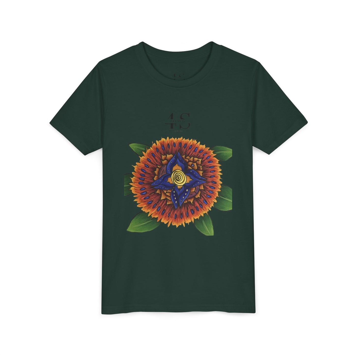 Camiseta juvenil con vibrante estampado geométrico de girasol
