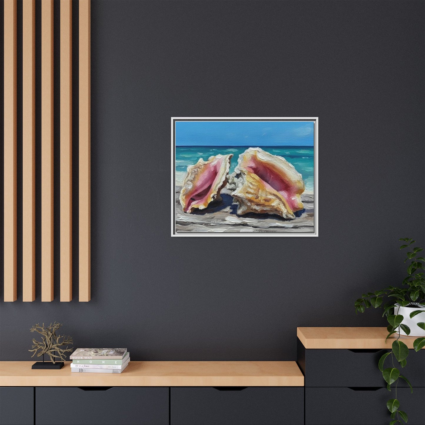 Vibration of the Keys Conch Shell Beach Framed Wall Art