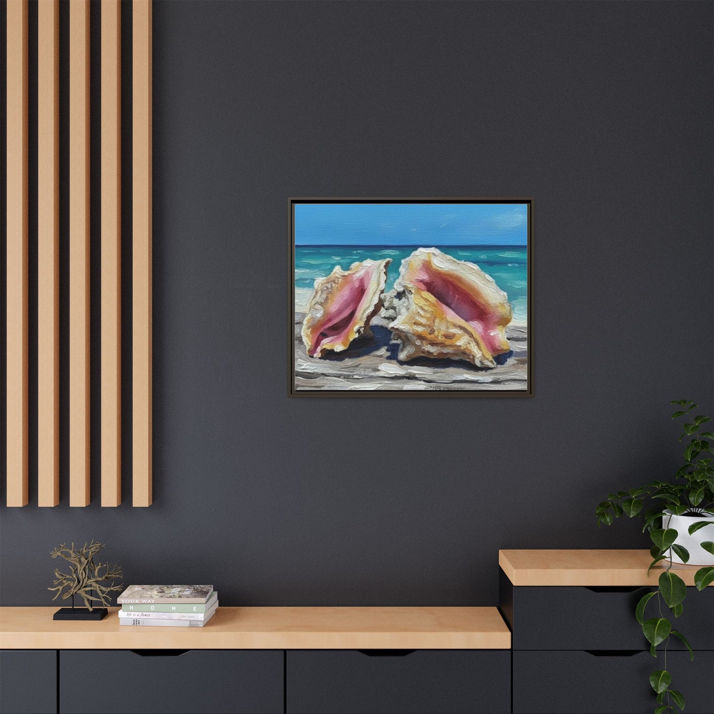 Vibration of the Keys Conch Shell Beach Framed Wall Art