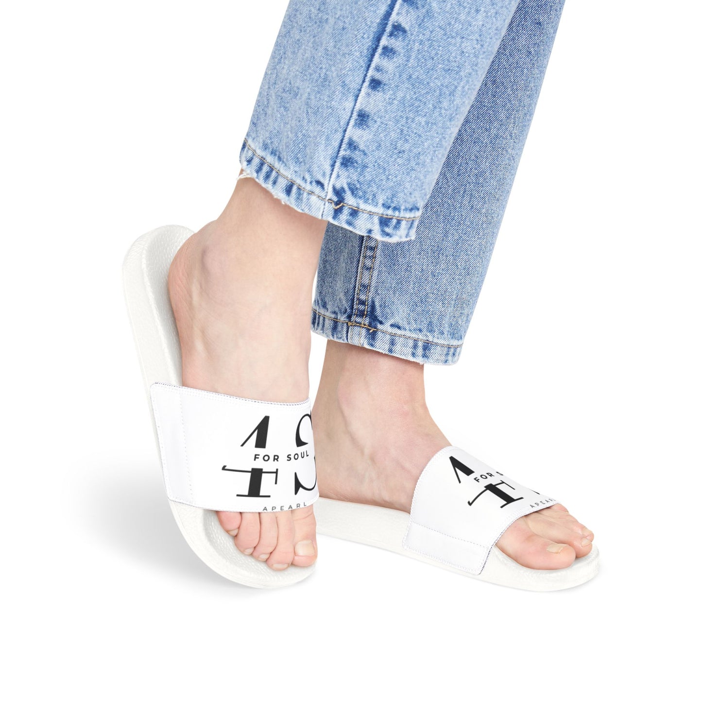 Women's For Soul White Removable‑Strap Slide Sandals