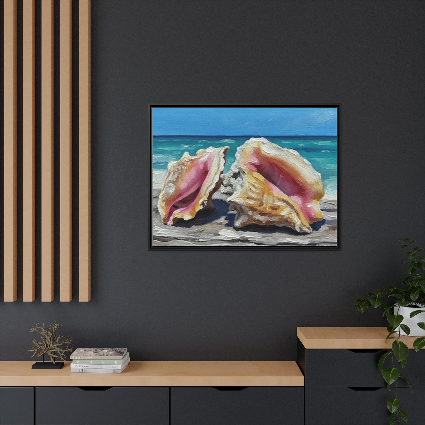 Vibration of the Keys Conch Shell Beach Framed Wall Art