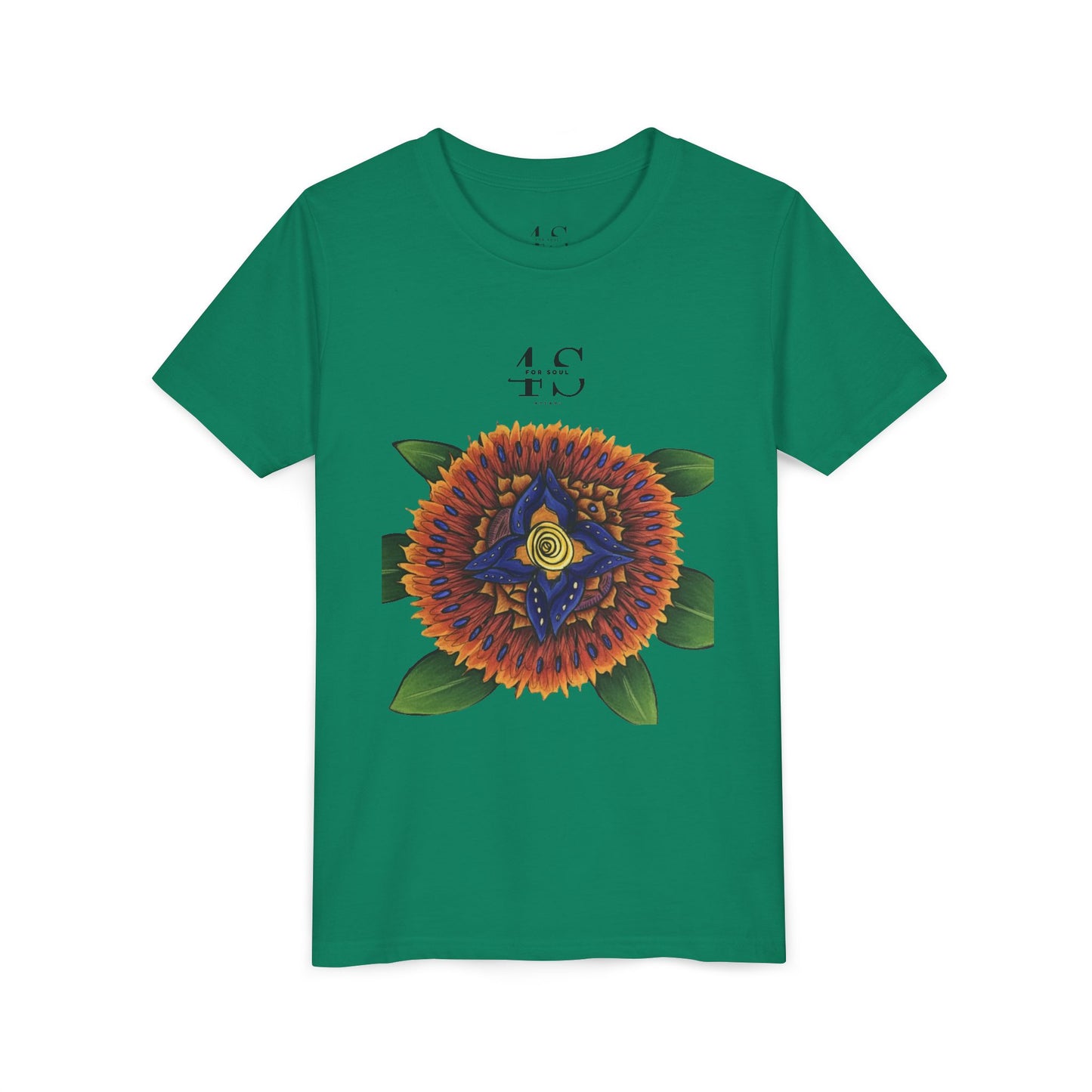 Camiseta juvenil con vibrante estampado geométrico de girasol