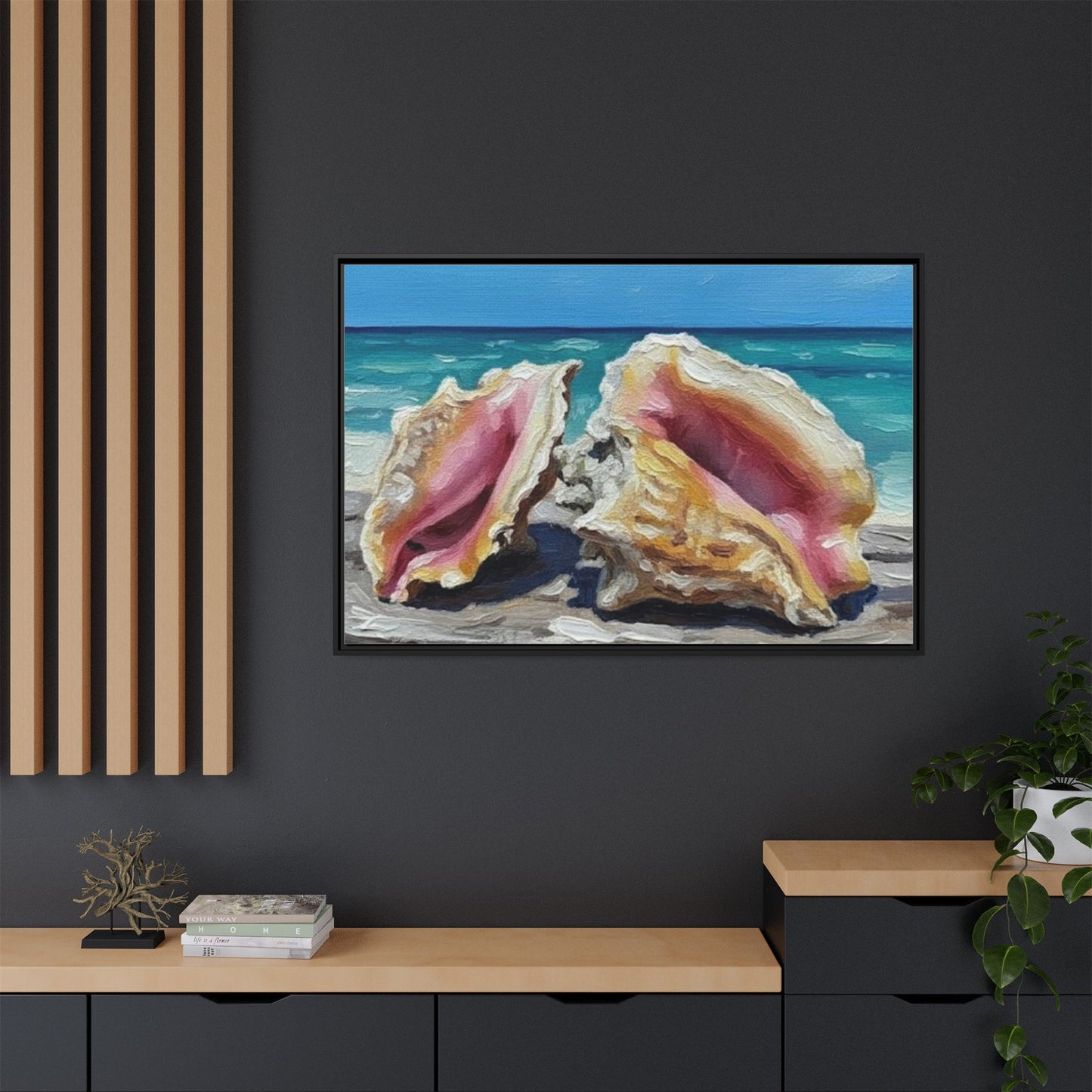 Vibration of the Keys Conch Shell Beach Framed Wall Art