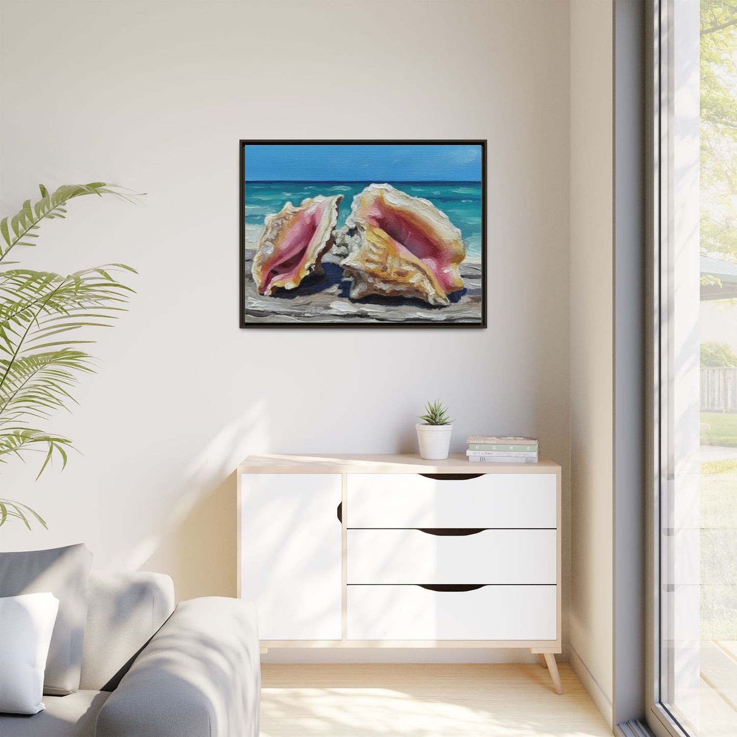 Vibration of the Keys Conch Shell Beach Framed Wall Art