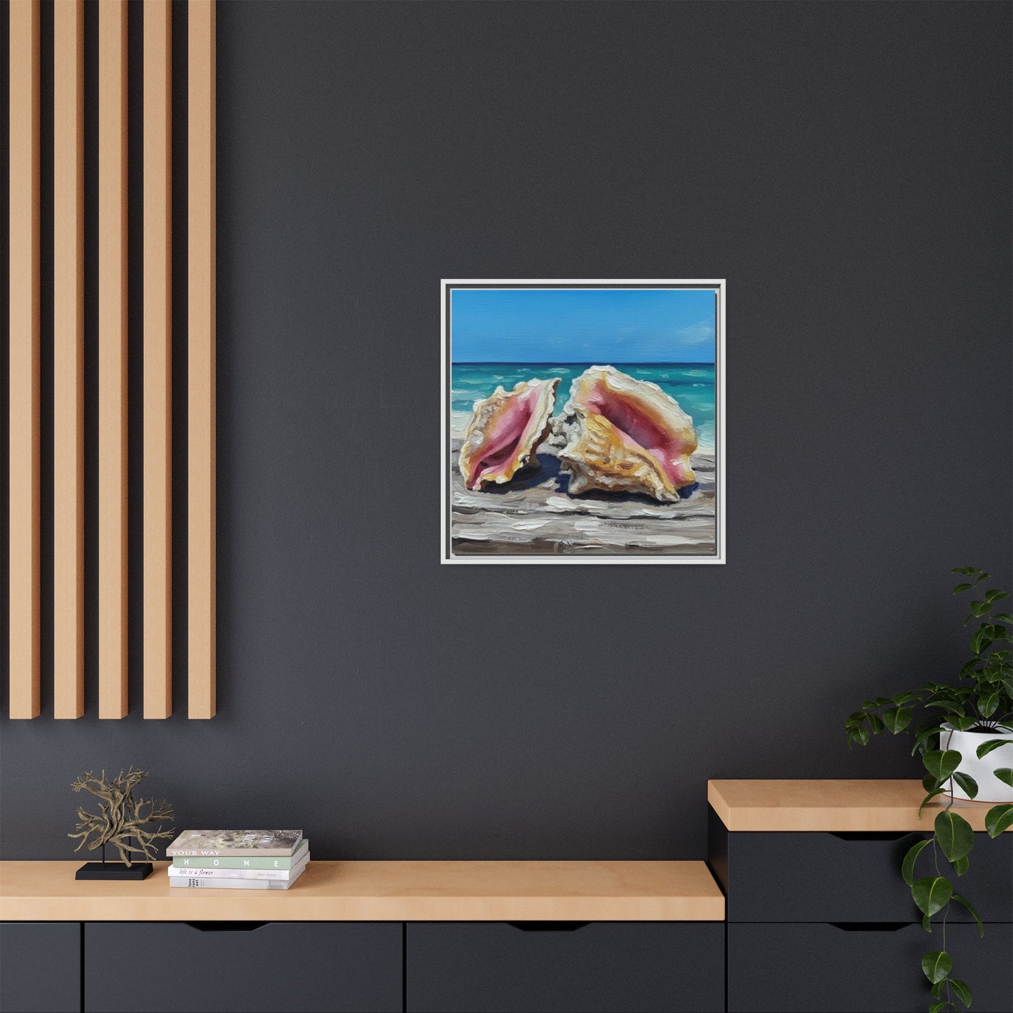 Vibration of the Keys Conch Shell Beach Framed Wall Art
