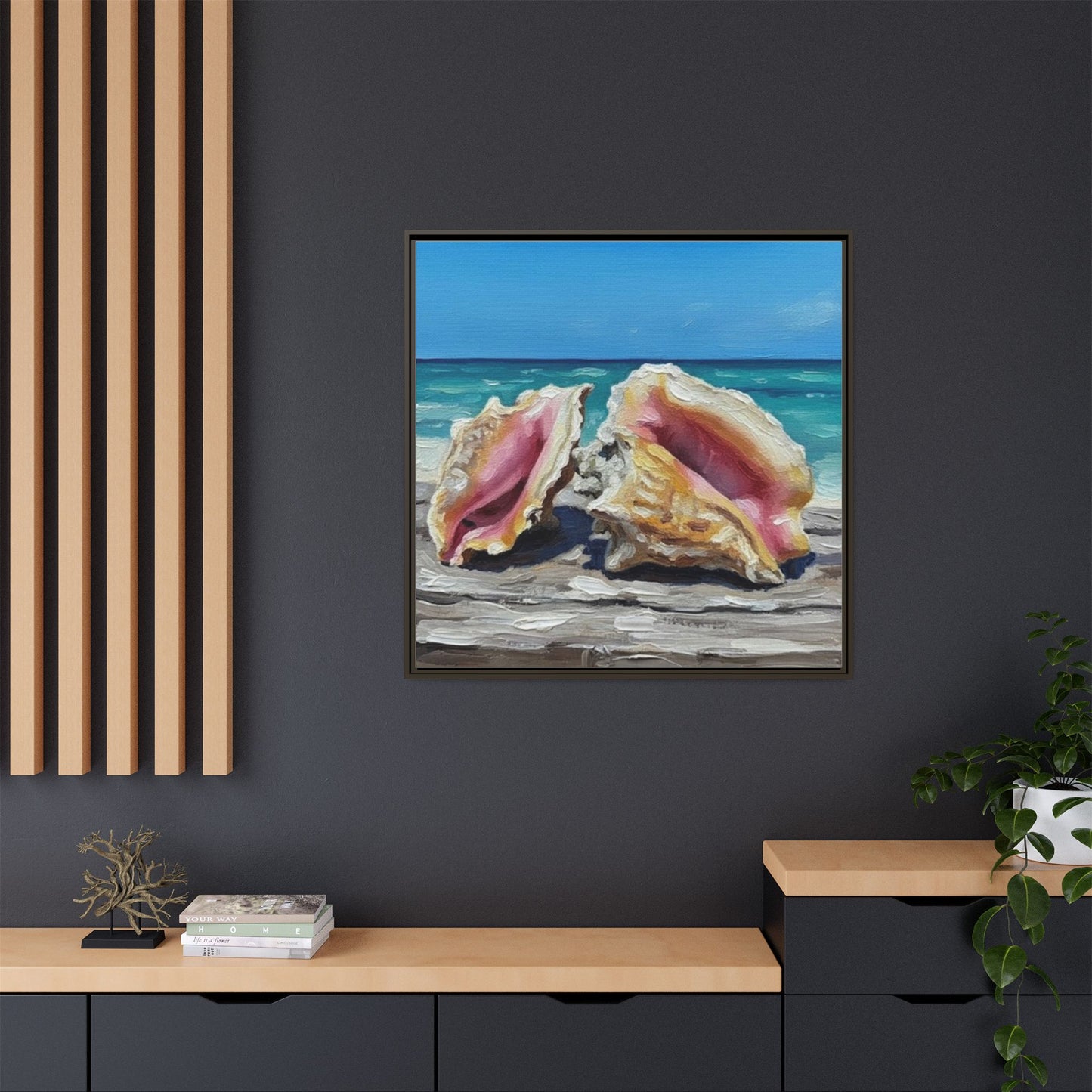 Vibration of the Keys Conch Shell Beach Framed Wall Art