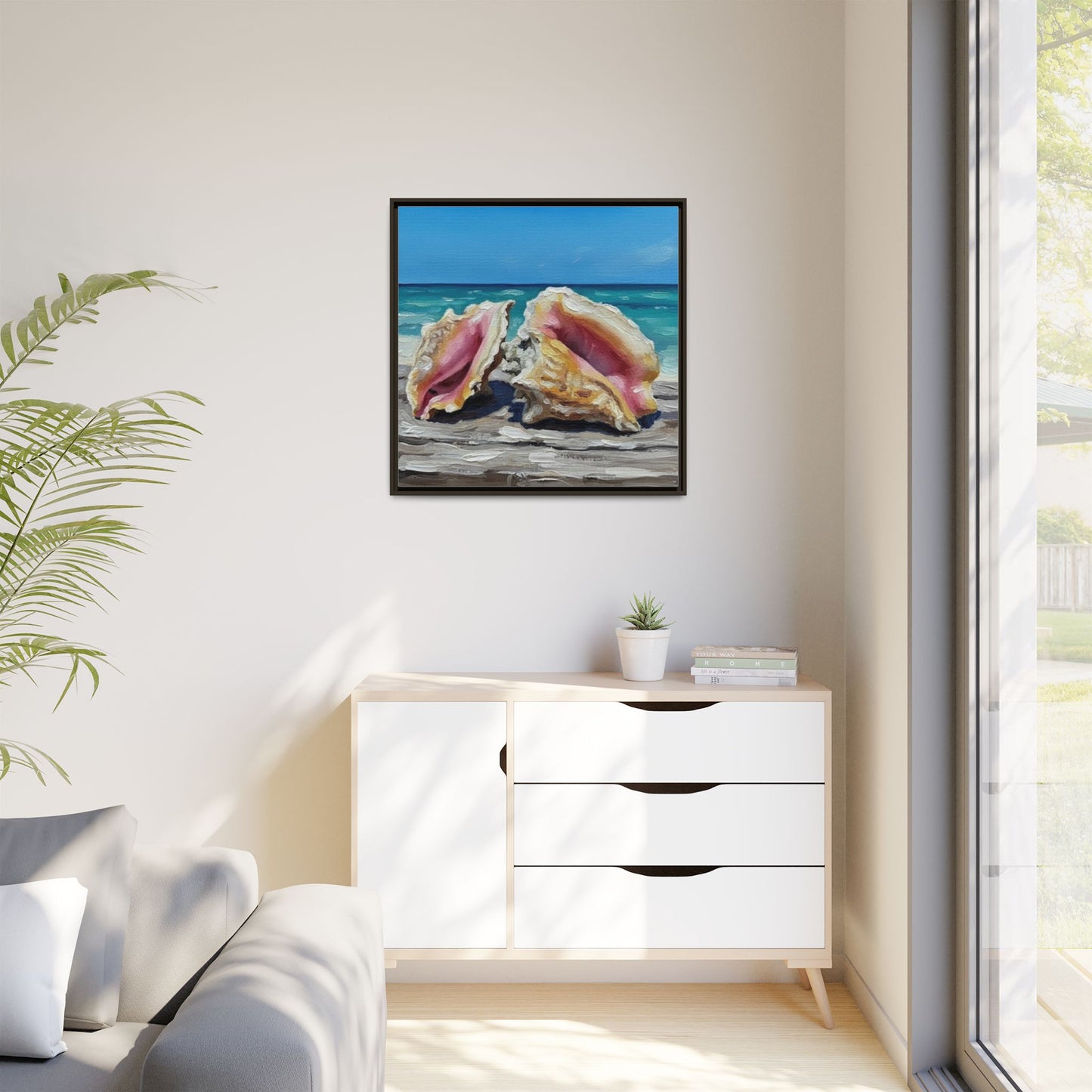 Vibration of the Keys Conch Shell Beach Framed Wall Art
