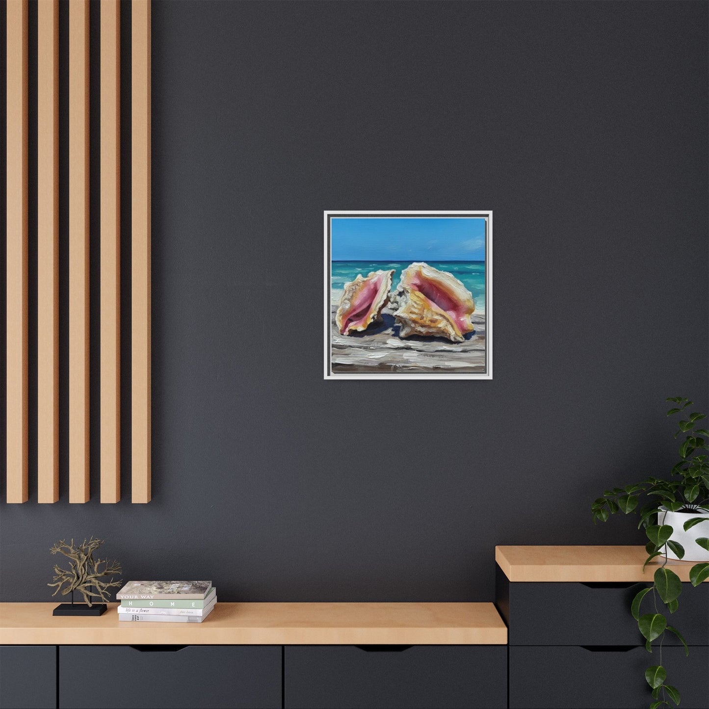 Vibration of the Keys Conch Shell Beach Framed Wall Art