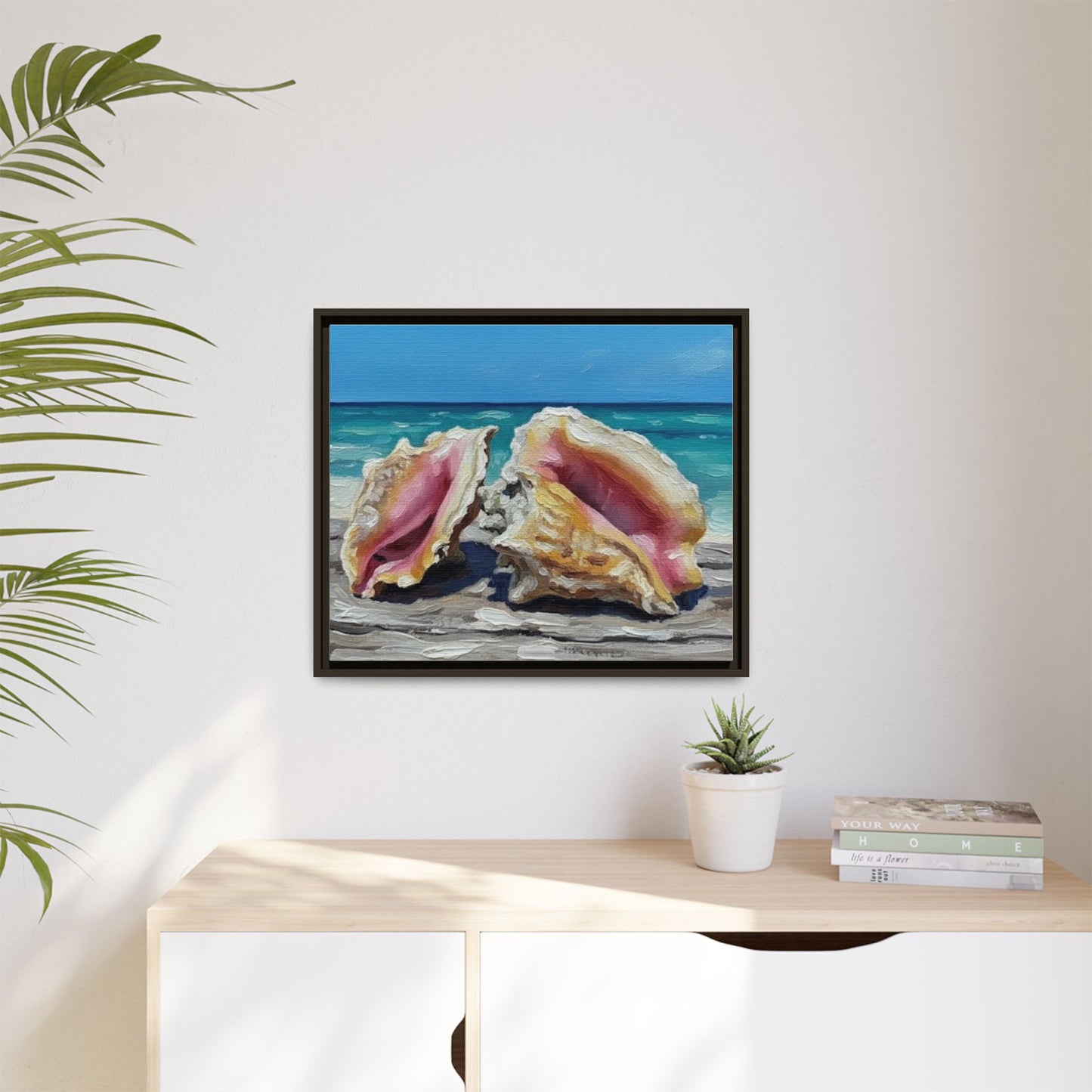 Vibration of the Keys Conch Shell Beach Framed Wall Art