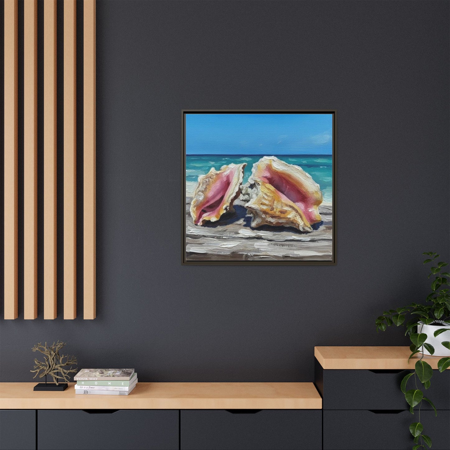 Vibration of the Keys Conch Shell Beach Framed Wall Art