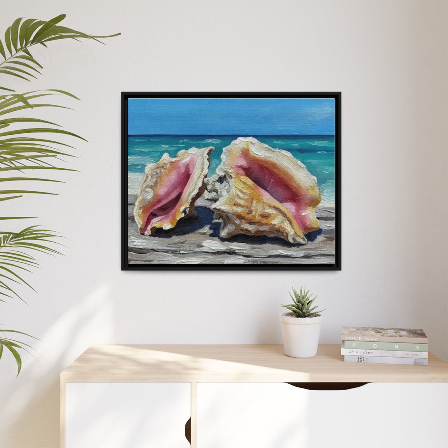 Vibration of the Keys Conch Shell Beach Framed Wall Art