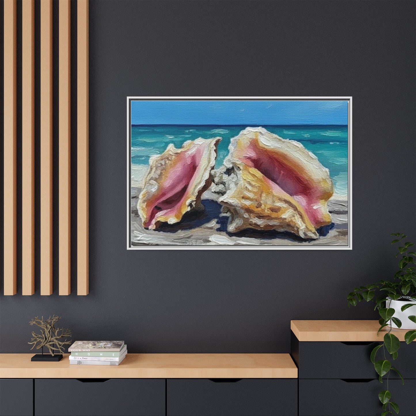 Vibration of the Keys Conch Shell Beach Framed Wall Art