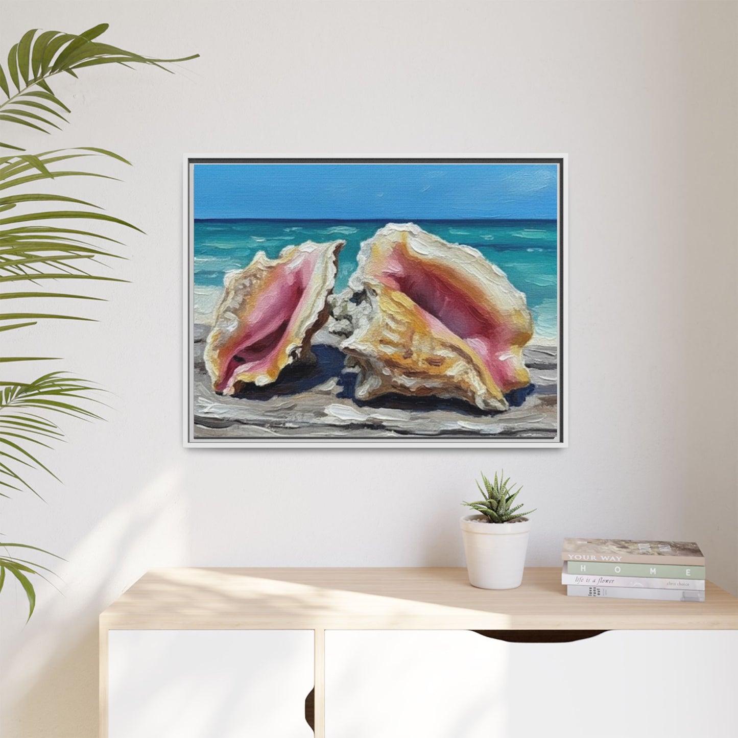 Vibration of the Keys Conch Shell Beach Framed Wall Art