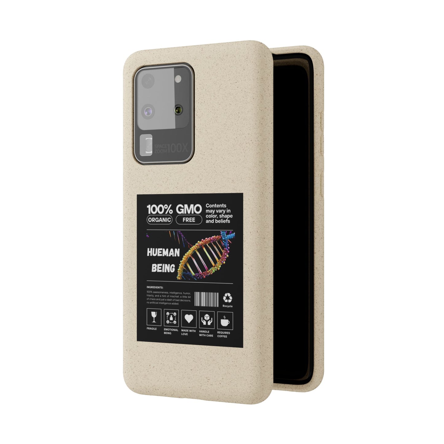 "100% GMO Free Hueman Being" Eco-Friendly Protective Cover