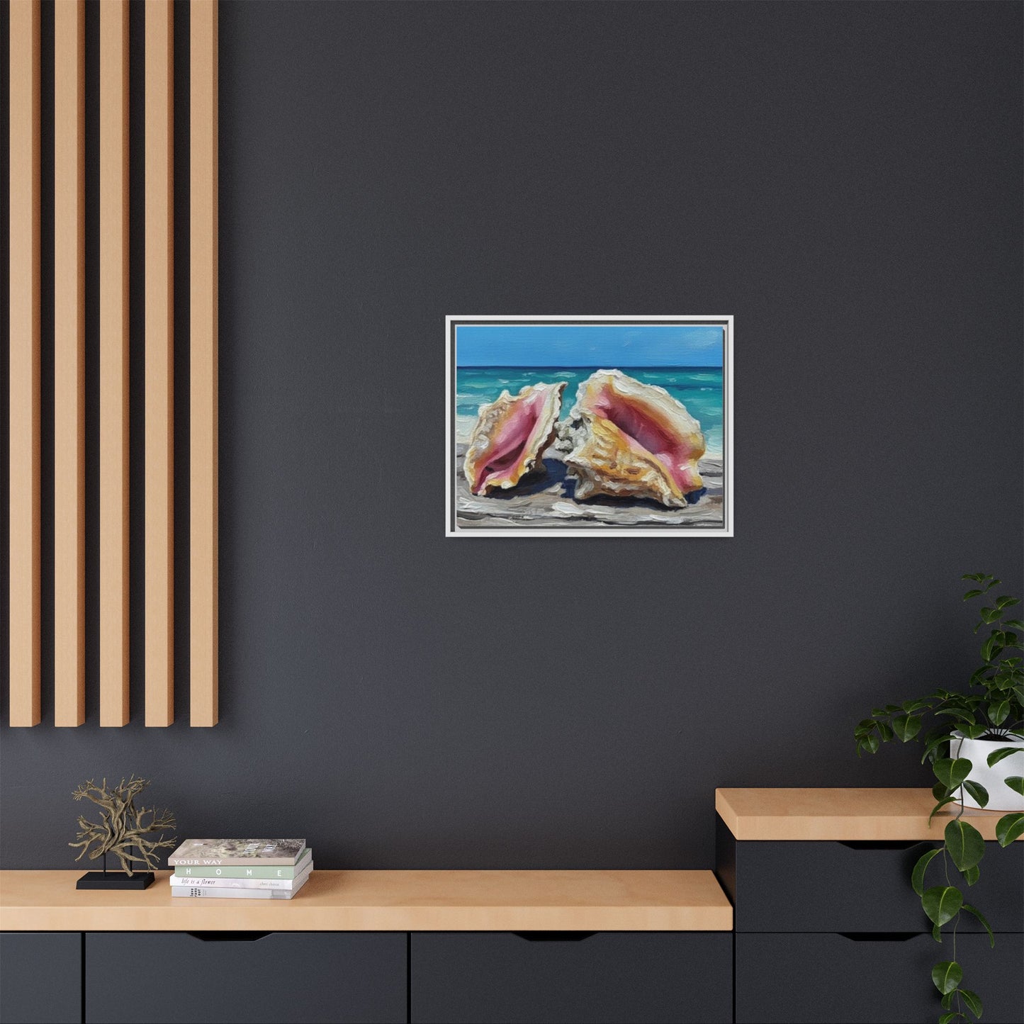 Vibration of the Keys Conch Shell Beach Framed Wall Art