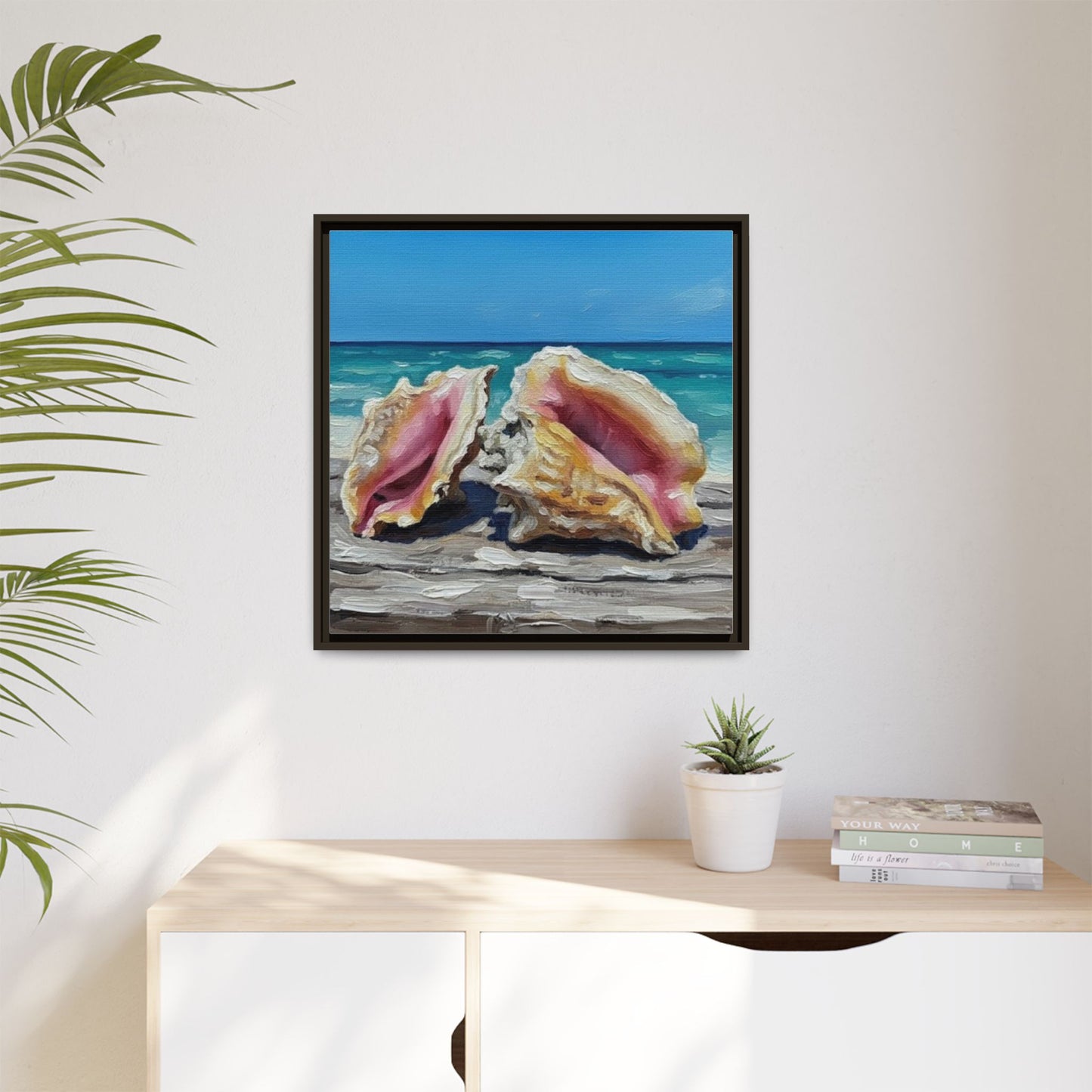 Vibration of the Keys Conch Shell Beach Framed Wall Art