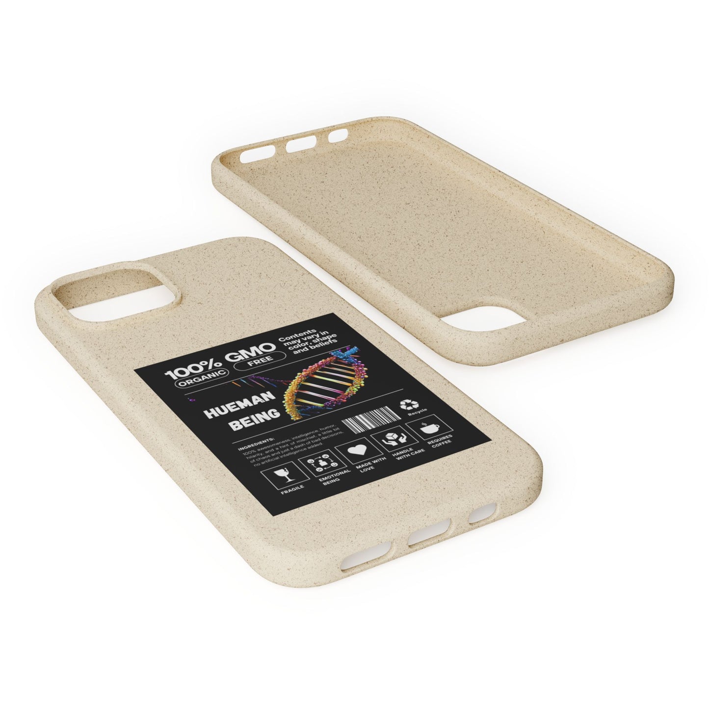 "100% GMO Free Hueman Being" Eco-Friendly Protective Cover