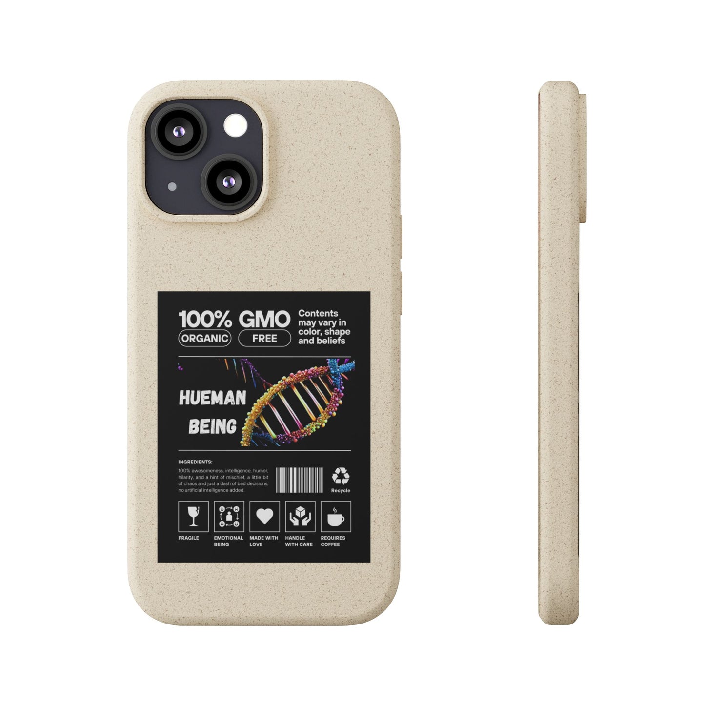 "100% GMO Free Hueman Being" Eco-Friendly Protective Cover